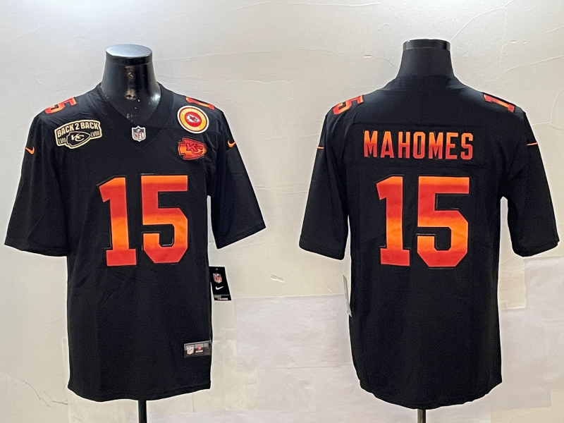 Men Kansas City Chiefs #15 Mahomes black Rainbow 2025 Nike Limited NFL Jersey style 3